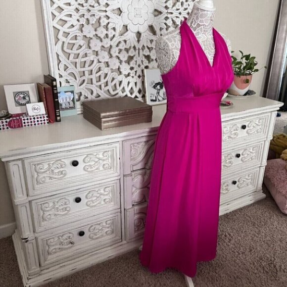 Banana Republic Halter Maxi Dress Party Wedding Guest Pink - Picture 4 of 6